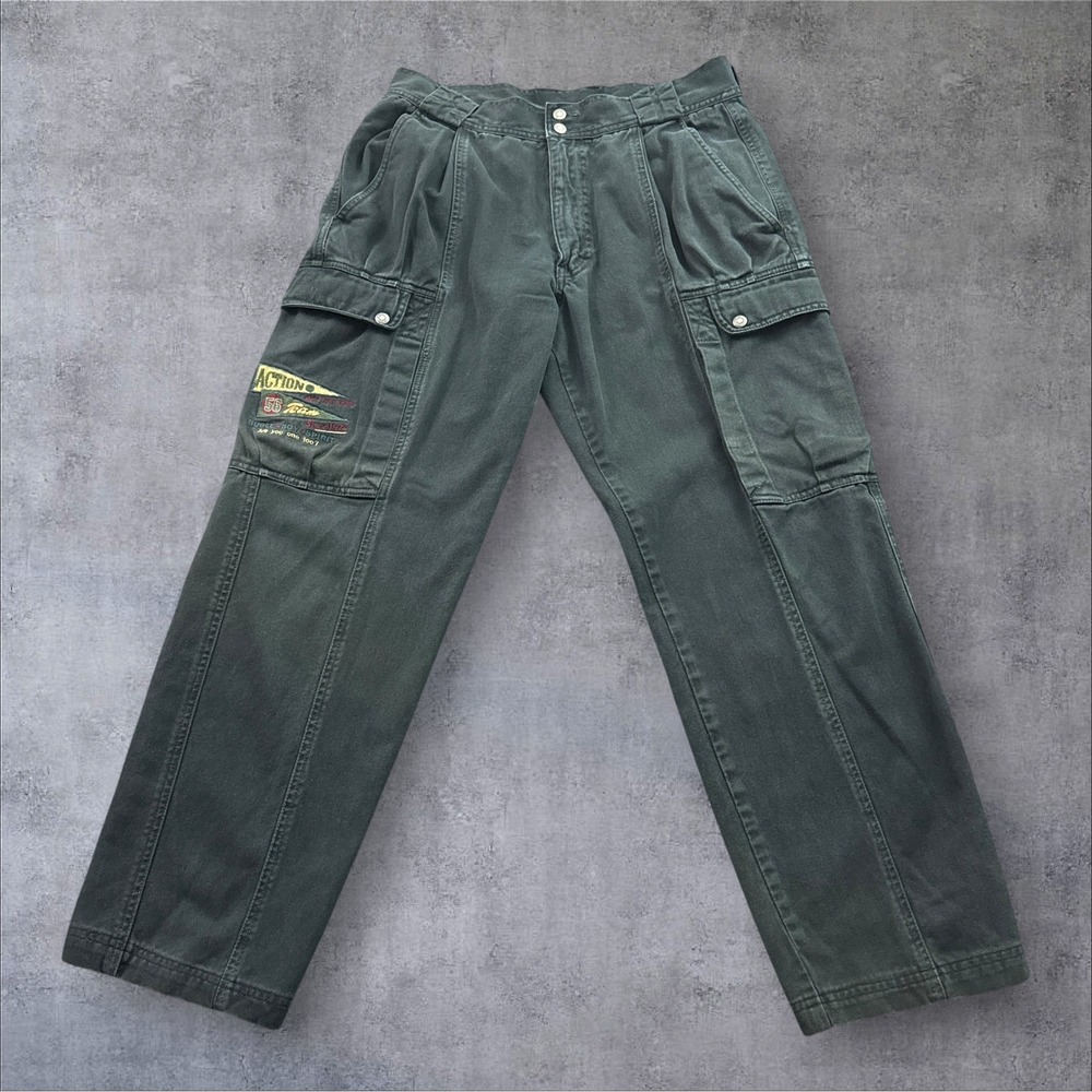 Bugle Boy Cargo Pants Mens 34x30.5 Black Vintage Spirit Action Team Utility 90s